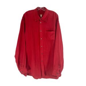 120% Lino Button Down Shirt Men’s Sz XXL Burnt Orange Relaxed 2X Made In Italy
